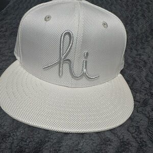 Silver 'hi' Embroidered Cap brand new without tags